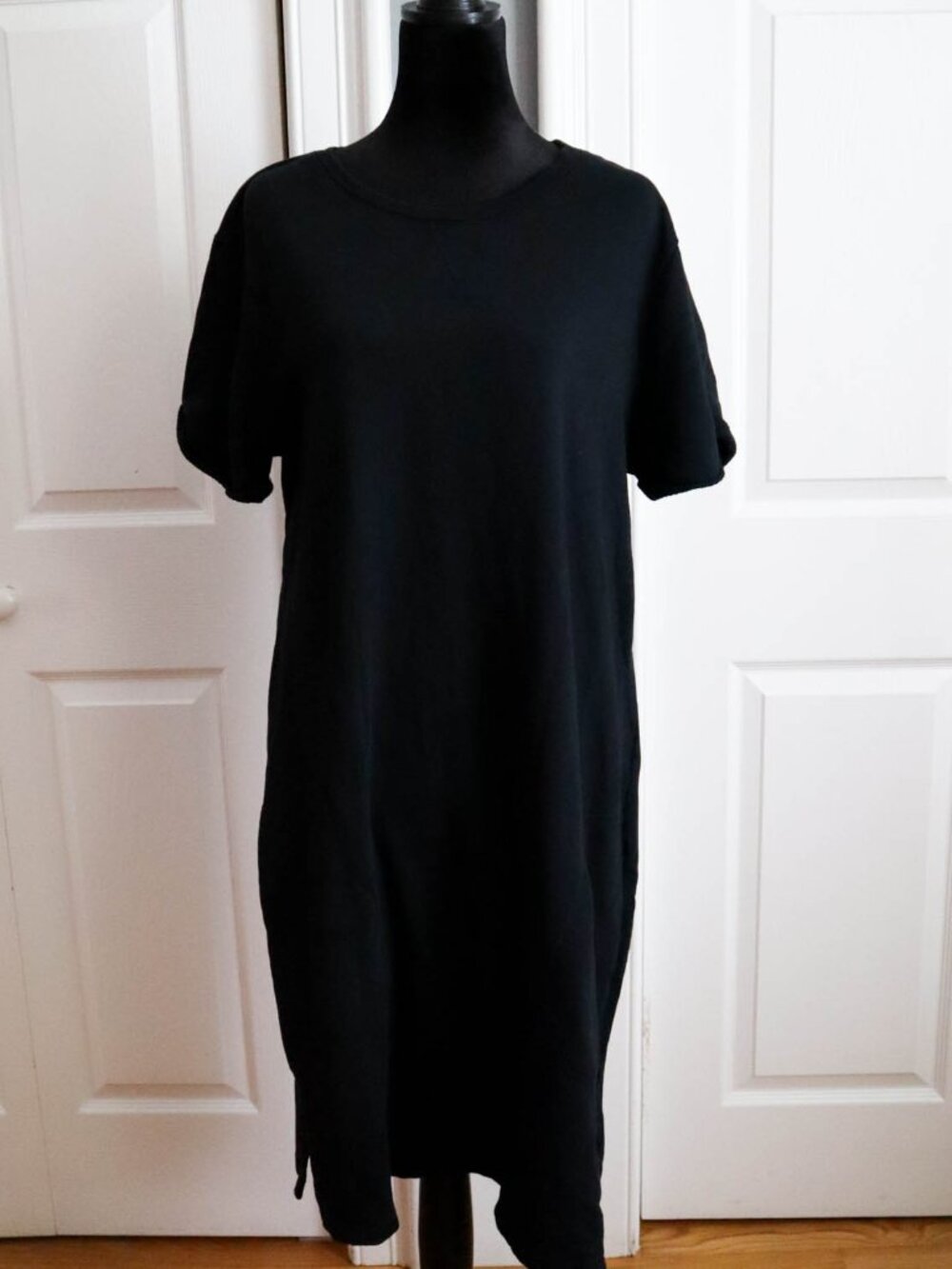 LAMade 100% Cotton French Terry Sweatshirt Dress w/ Pockets Black Sz XL USA Made